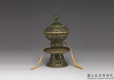 图片[2]-Gold champleve lidded stem bowl inlaid with precious stones, 1782, Qianlong reign, Qing dynasty-China Archive